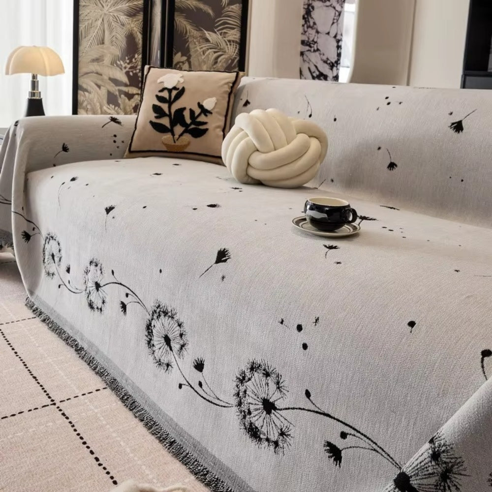 Serene Dandelion Dream Sofa Protector – Silver Drift