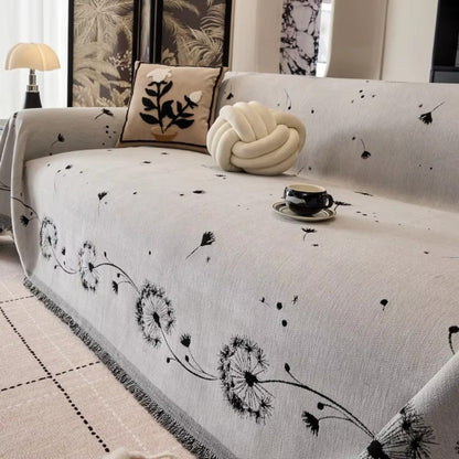 Serene Dandelion Dream Sofa Protector – Silver Drift