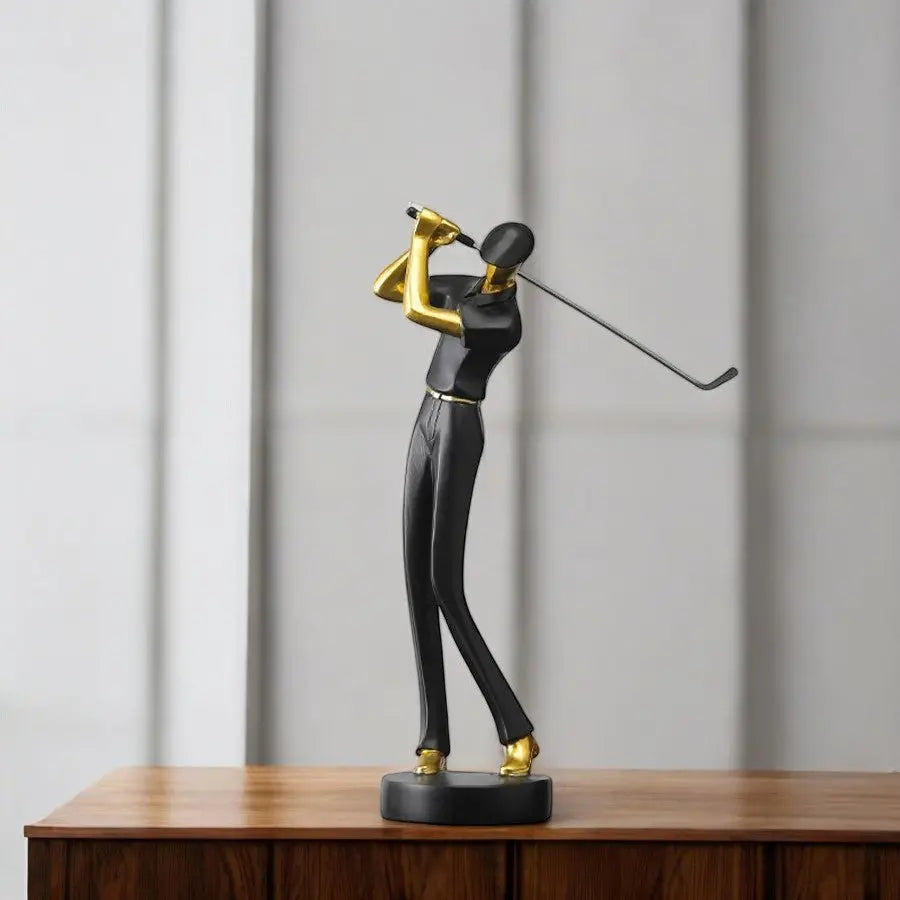 Decorative Figurine of Golf Swing – Kelly Style Sculpture – Black