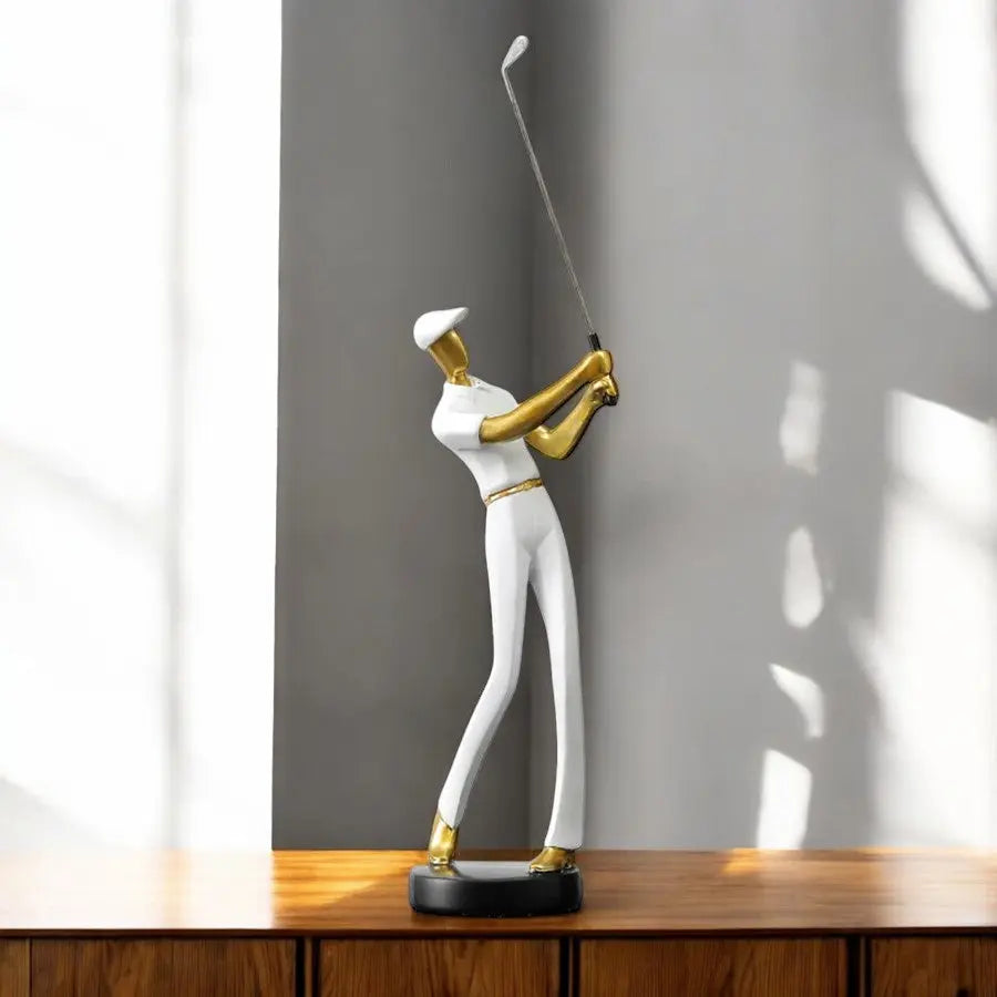 Decorative Figurine of Golf Swing – Kelly Style Sculpture – White