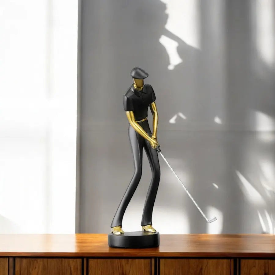 Decorative Figurine of Golf Swing – Kelly Style Sculpture – Black