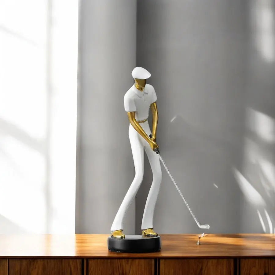Decorative Figurine of Golf Swing – Kelly Style Sculpture – White