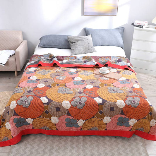 Colorful Cotton Blanket with Reversible Mesh Design