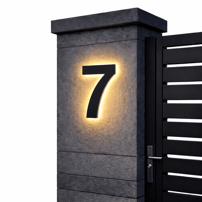 Modern House Number Sign with Illuminated LED Light