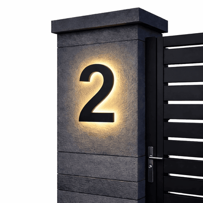 Modern House Number Sign with Illuminated LED Light