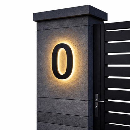 Modern House Number Sign with Illuminated LED Light