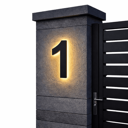 Modern House Number Sign with Illuminated LED Light