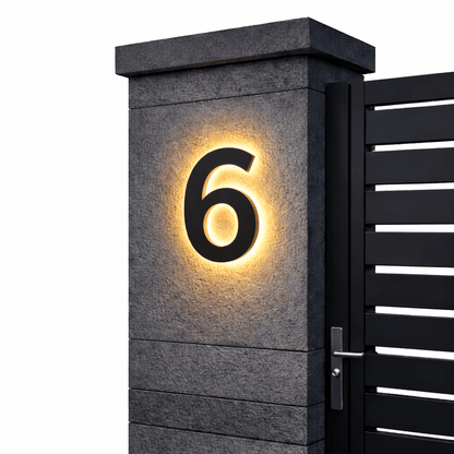 Modern House Number Sign with Illuminated LED Light