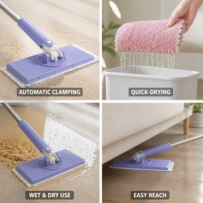 Effortless Floor Mop with Auto-Clamp & Rapid Drying