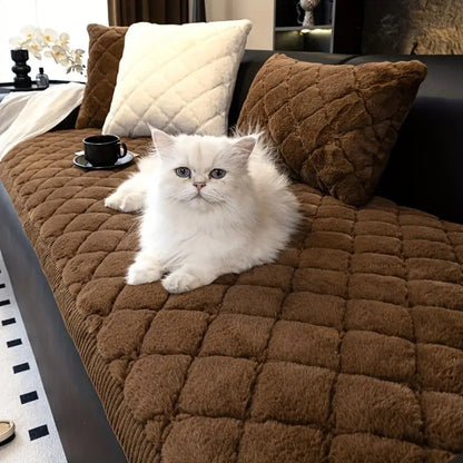 Elegant Soft Quilted Sofa Protector – Coffee Glow