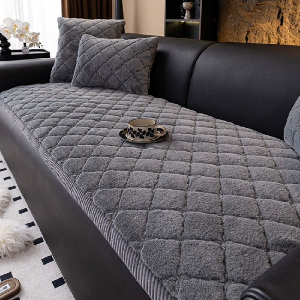 Elegant Soft Quilted Sofa Protector – Charcoal Haven
