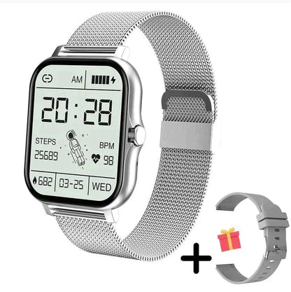1.83-Inch Smartwatch – Health Tracking Fitness Watch with Bluetooth Calling – Silver incl. FREE extra watch strap