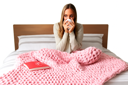 Knitted Weighted Blanket for Stress Relief and Better Sleep – Pink
