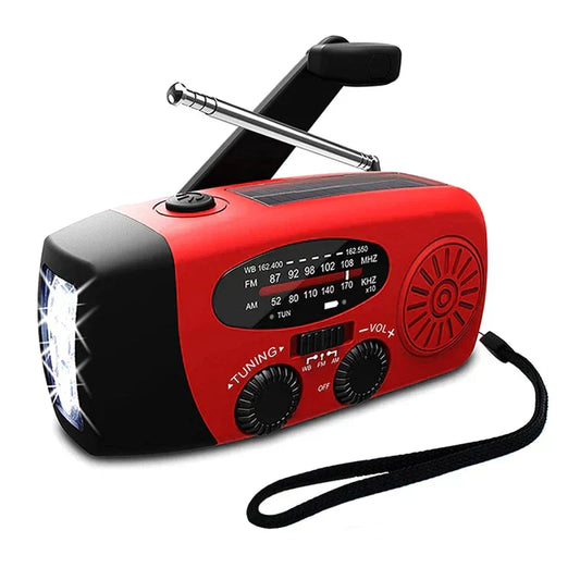 EcoSmart Emergency Weather Radio with Hand Crank and Solar Power – Red