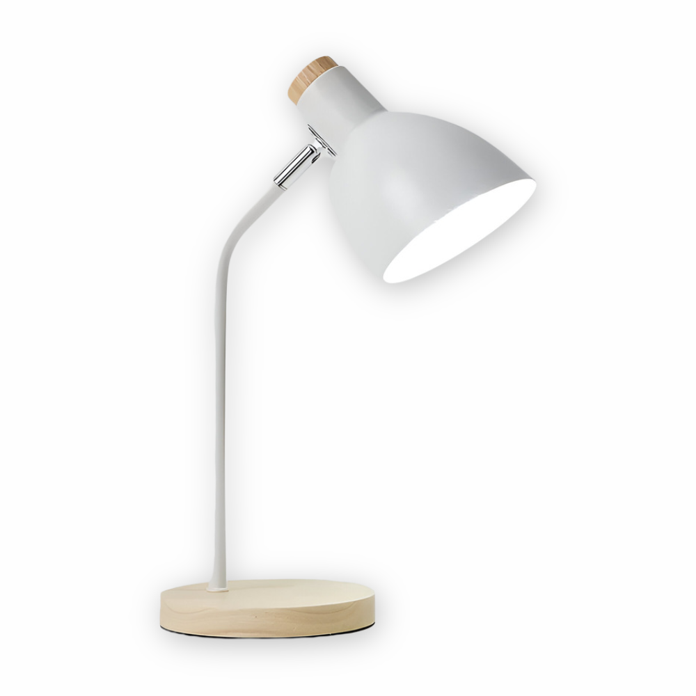 Adjustable LED Desk Lamp with Nordic Design – Comfortable Light for Reading & Living Areas – White