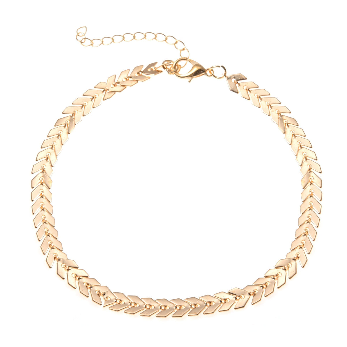 Adjustable Anklet with Herringbone Chain Design – Gold