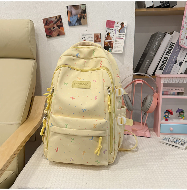 Lightweight School Backpack with Fun Character Design – Yellow