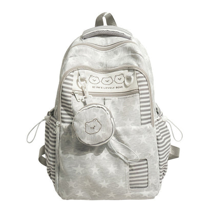 Animal Print School Backpack - Cute Design – White