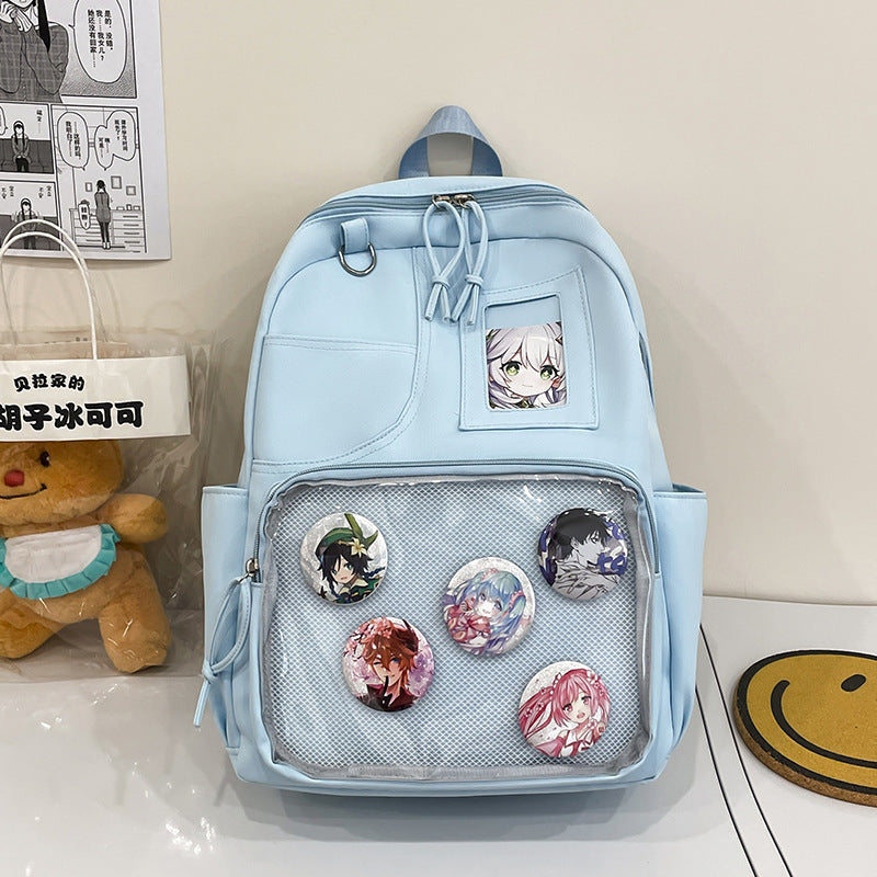 School Backpack Featuring Anime Character Design – Blue
