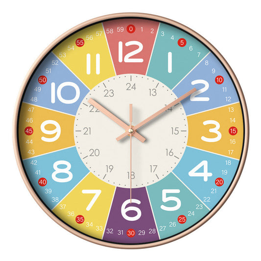 Silent Wall Clock for Kids – Educational Design in Color Time