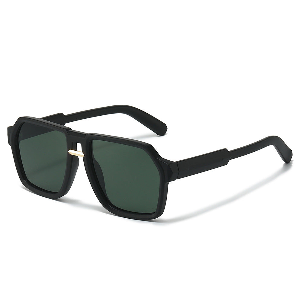 Stylish Angular Sunglasses with Frame – Dark Green