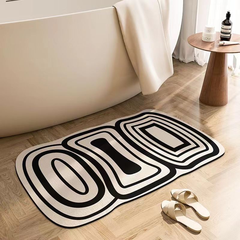 Abstract Design Bath Mat in Unique Shape – Warm Rain