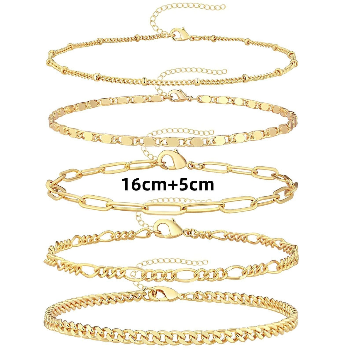 Versatile Adjustable Anklet Set in Multiple Styles – Gold