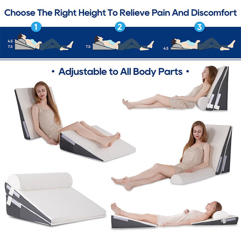 Multi-Position Wedge Pillow with Adjustable Backrest – Gray