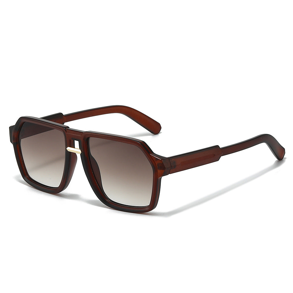 Stylish Angular Sunglasses with Frame – Tea