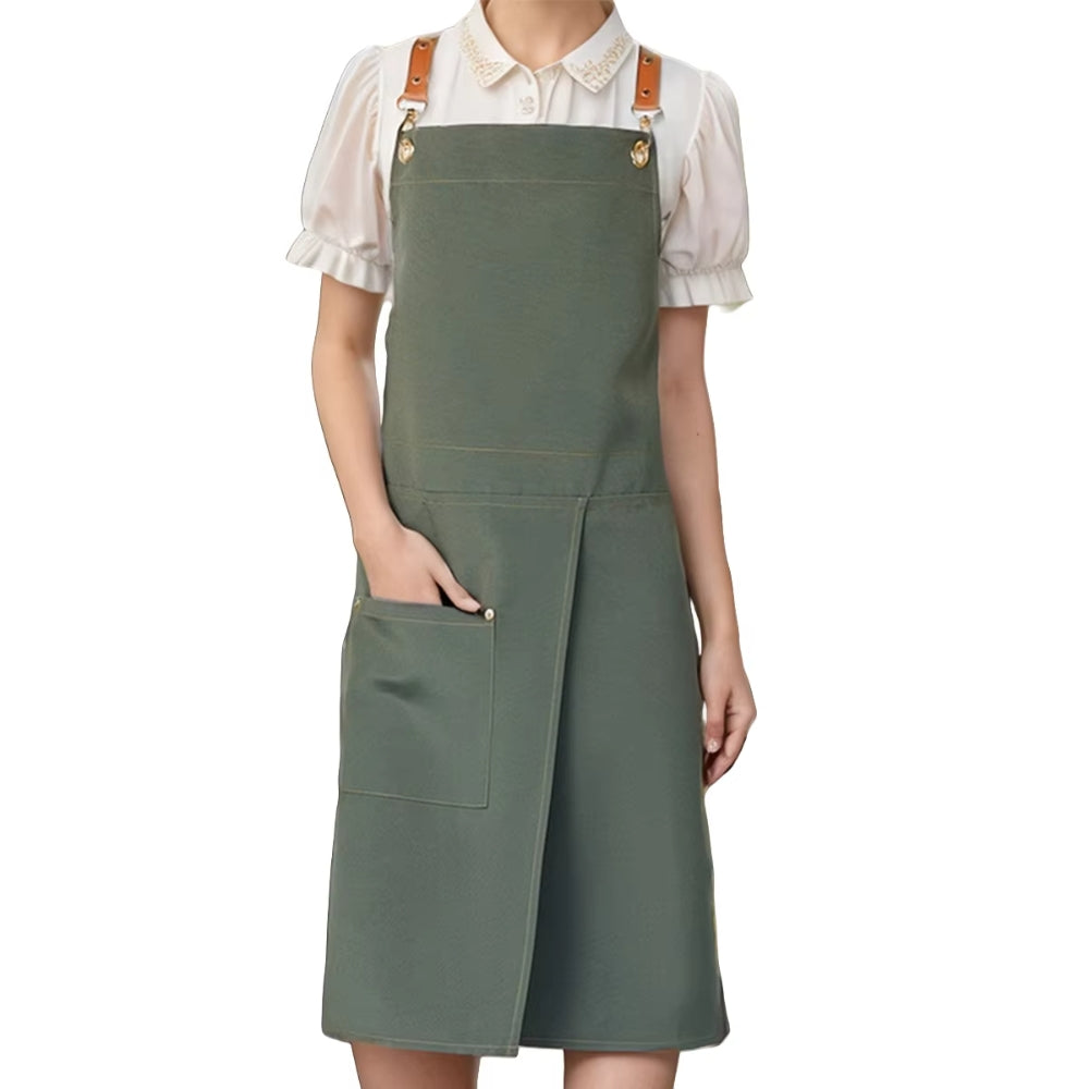Versatile Split Skirt Apron with Functional Pockets – Army Green