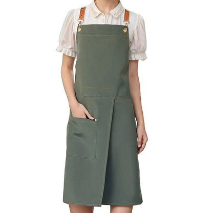 Versatile Split Skirt Apron with Functional Pockets – Army Green