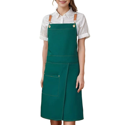 Versatile Split Skirt Apron with Functional Pockets – Dark Green