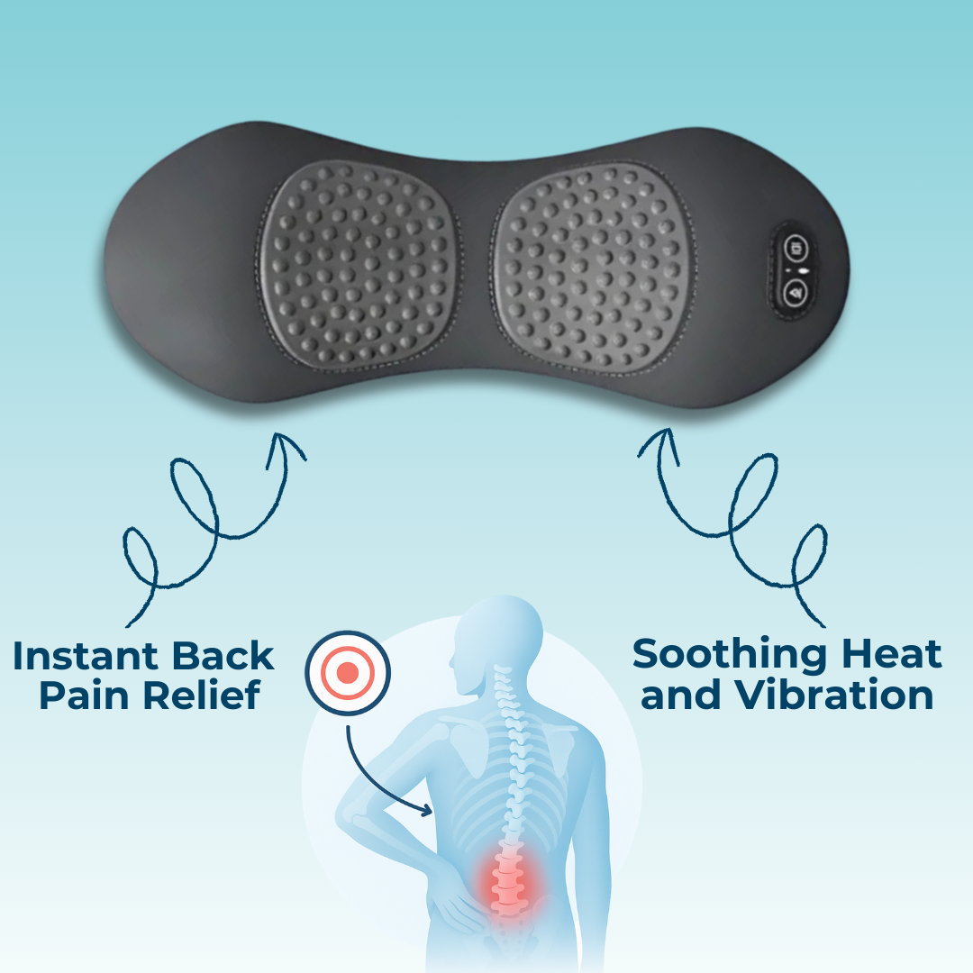 Heat and Vibration Back Massager for Lower Back Pain Relief and Posture Correction – 3-in-1 Therapy Device