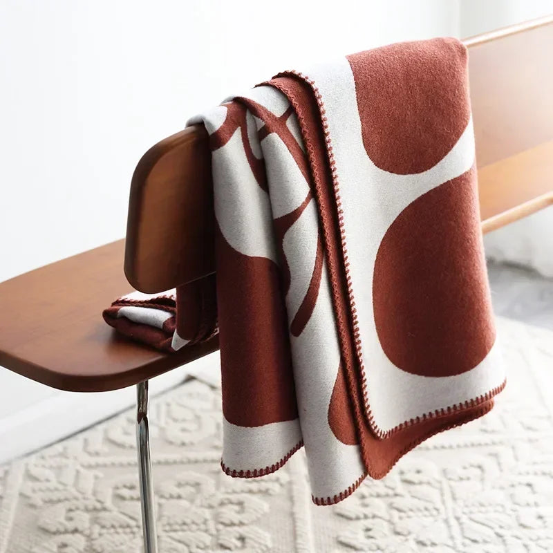 Jacquard Throw Blanket in Faux Cashmere – Cozy Nordic Style Couch Cover & Bedspread