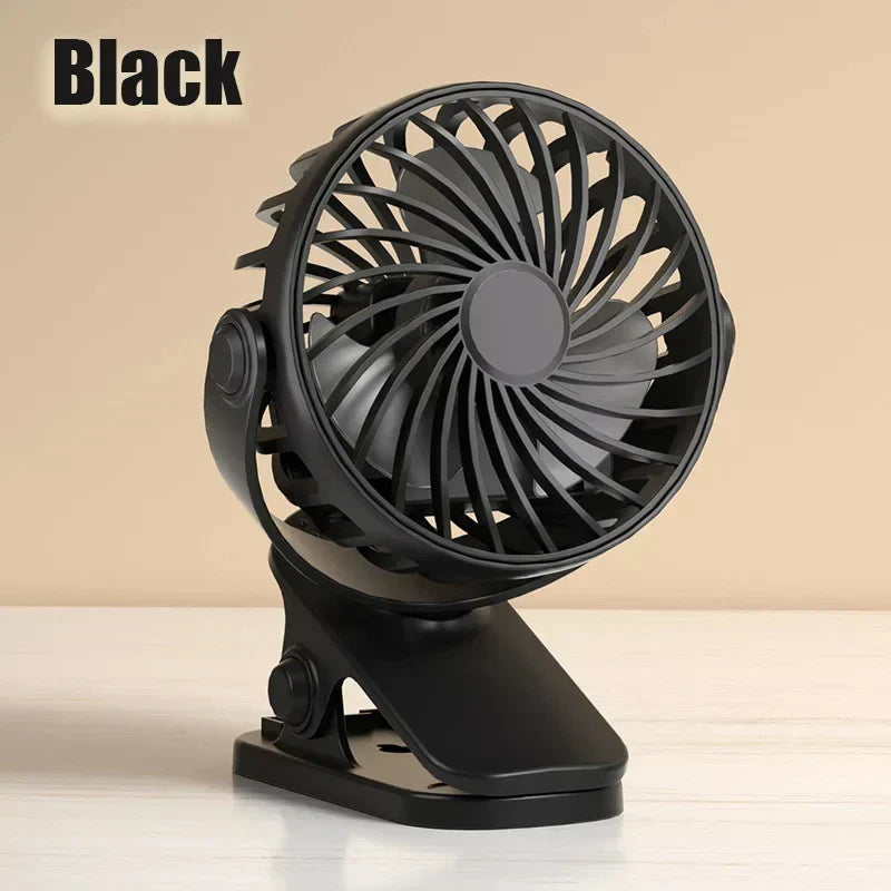 Portable USB Fan with 3 Speeds, Rotatable and Night Light – Black