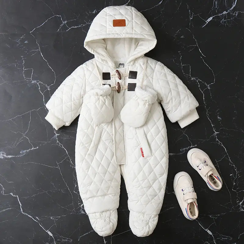 Velour Infant Onesie – Soft and Cozy Baby Jumpsuit – White