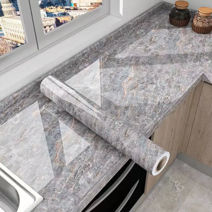 Self-Adhesive Waterproof Wallpaper - Marble Oil-Proof Film for Kitchen Renovation – 5