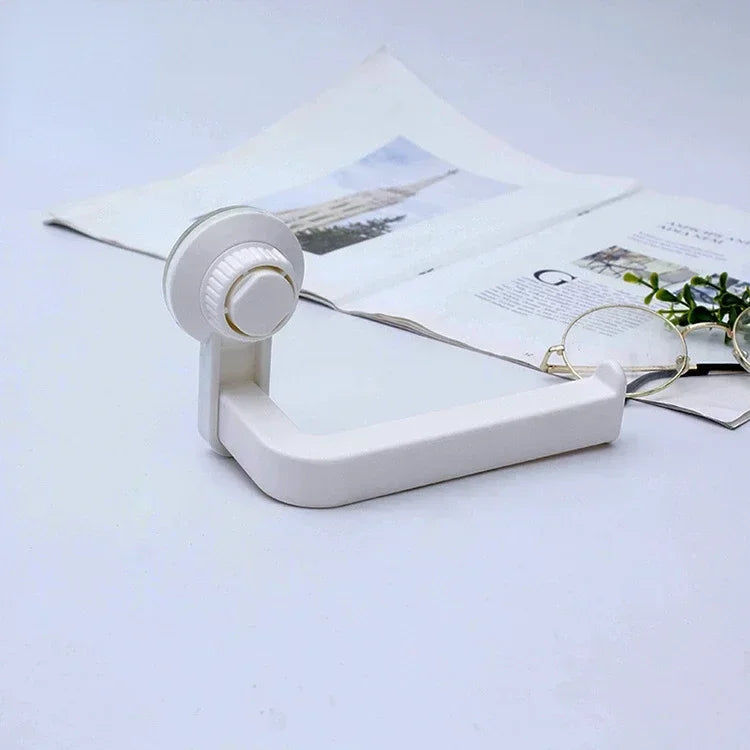Toilet Paper and Towel Holder with Suction Technology - Waterproof & Strong for Bathroom, Kitchen & RV – White