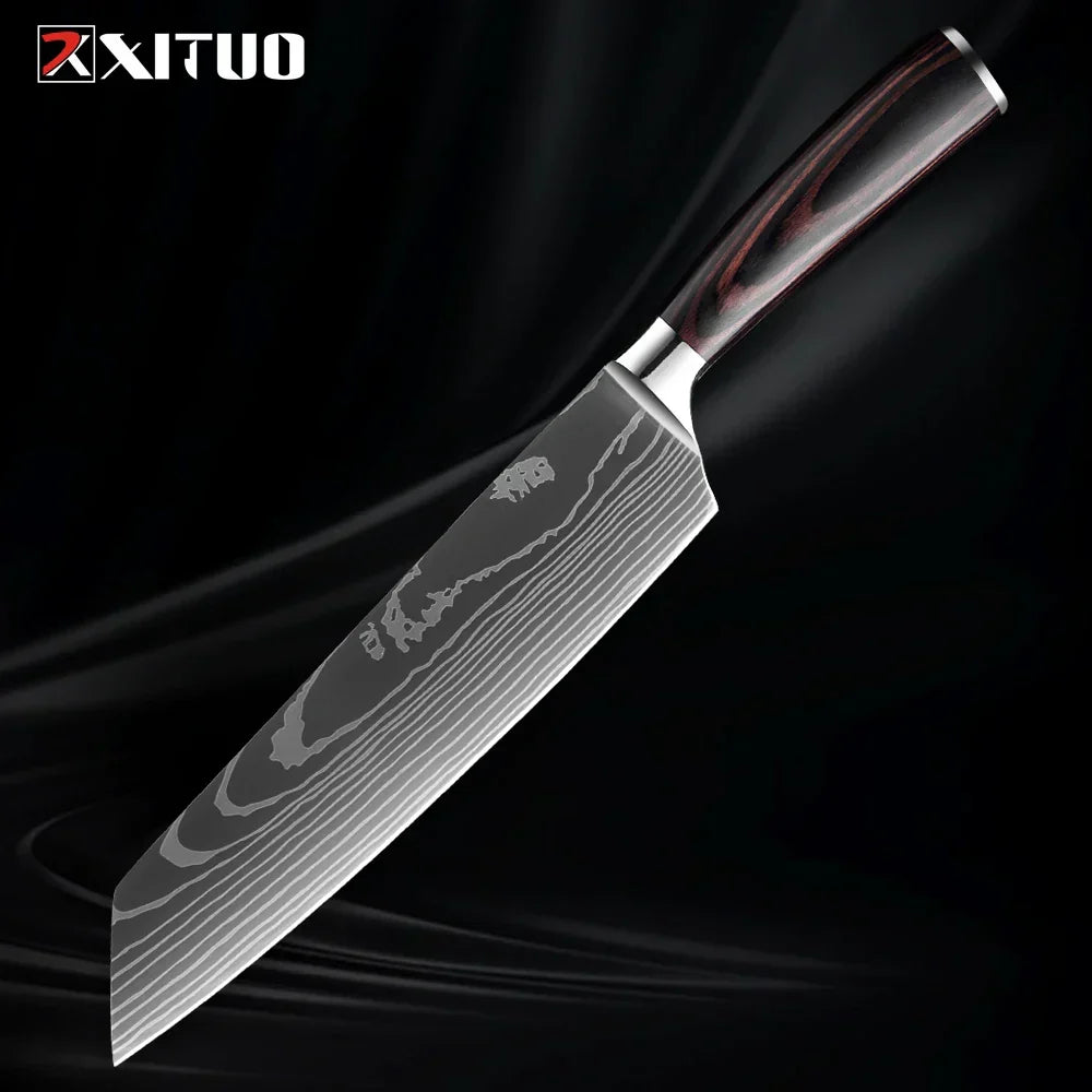 Kitchen Knife Collection - 1-9 Pieces Stainless Steel Chef, Santoku & Fruit Knives with Ergonomic Pakkawood Grip – Kiritssuke Knife
