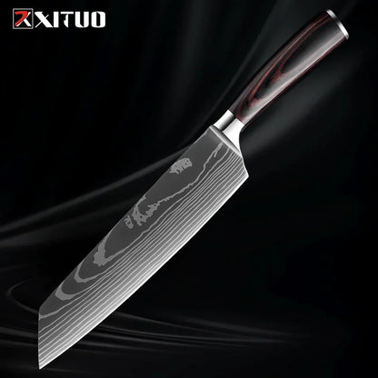 Kitchen Knife Collection - 1-9 Pieces Stainless Steel Chef, Santoku & Fruit Knives with Ergonomic Pakkawood Grip – Kiritssuke Knife