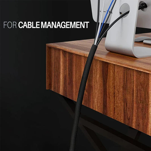 10M Black Insulated Braided Sleeves - PET Cable Protection Tube, Flame-Retardant Nylon Pipe - 4-30mm Narrow Cable Pass-through