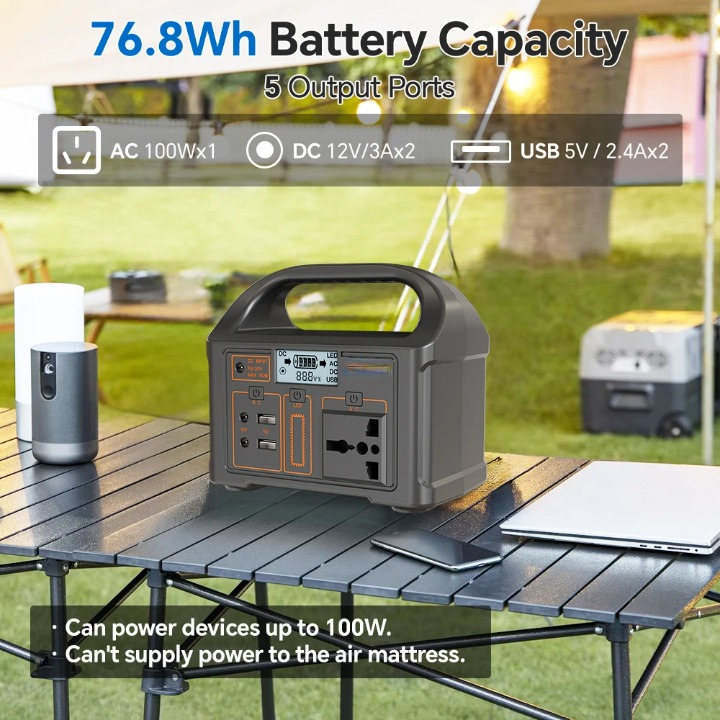 100W Portable Power Station with 24,000mAh LiFePO4 Battery