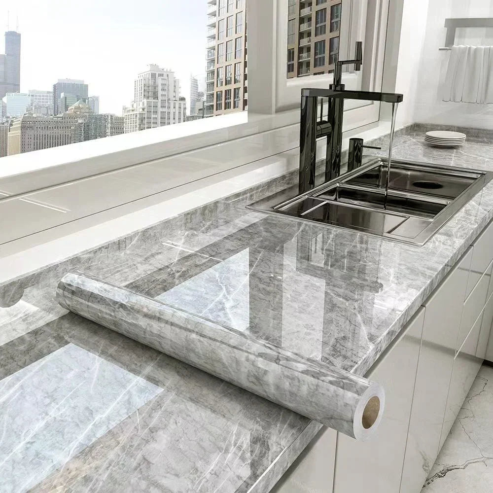 Self-Adhesive Waterproof Wallpaper - Marble Oil-Proof Film for Kitchen Renovation – 3