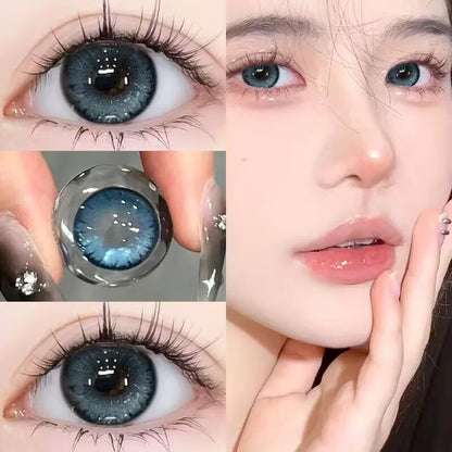 1 Pair Colored Contact Lenses with Diopters – Natural Blue and Green – Night Magic