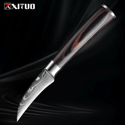 Kitchen Knife Collection - 1-9 Pieces Stainless Steel Chef, Santoku & Fruit Knives with Ergonomic Pakkawood Grip – Paring knife
