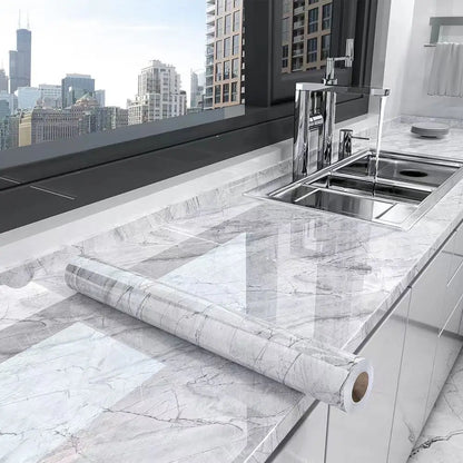 Self-Adhesive Waterproof Wallpaper - Marble Oil-Proof Film for Kitchen Renovation – 4