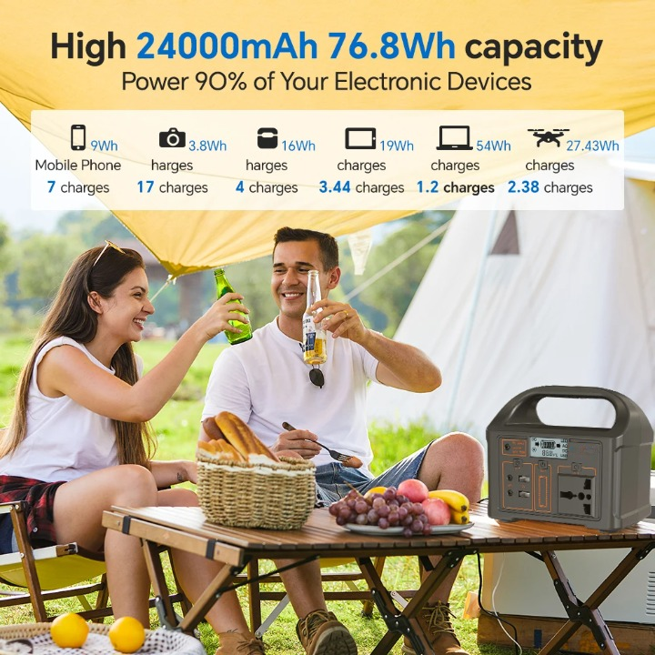 100W Portable Power Station with 24,000mAh LiFePO4 Battery