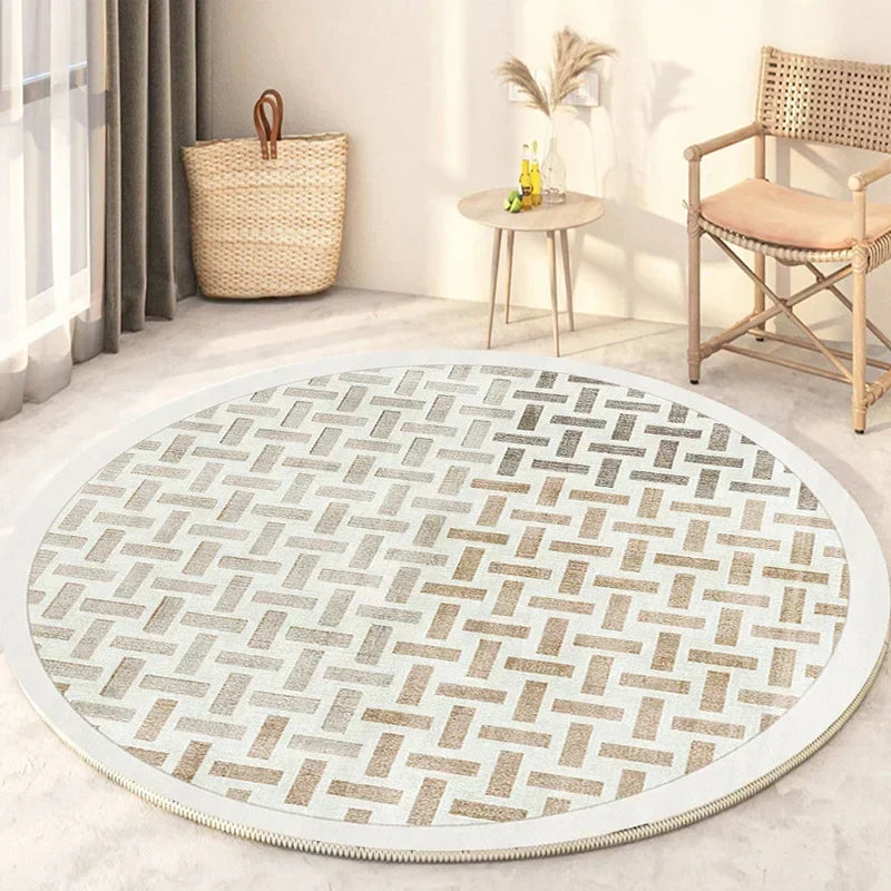 Round Washable Rug in Japanese Style for Living Room