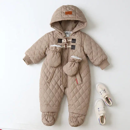 Velour Infant Onesie – Soft and Cozy Baby Jumpsuit – Khaki