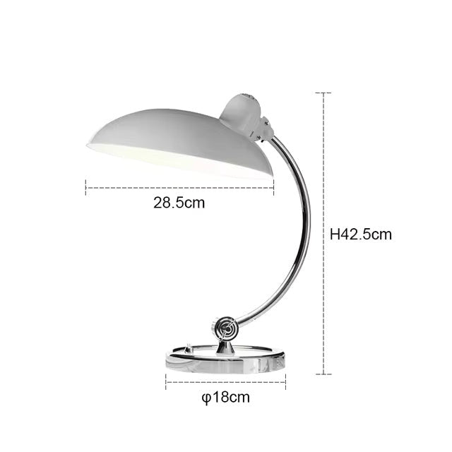 Curved Metal Desk Lamp in Chrome for Modern Bedroom Lighting